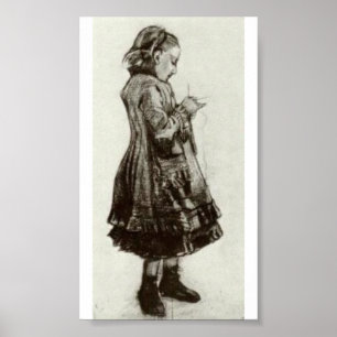 Póster Van Gogh - posição da menina, fazendo malha