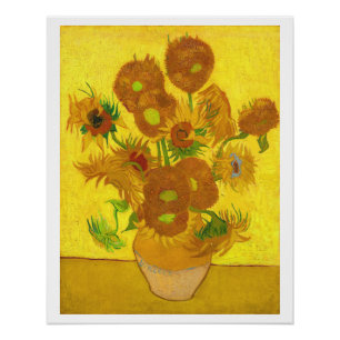 Póster Van Gogh Quinze Girassóis Em Uma Arte Bela Vaso