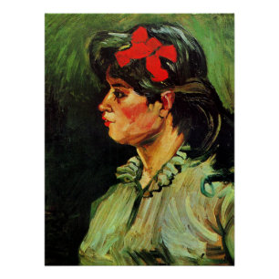 Póster Van Gogh - Retrato da Mulher com Fita Vermelha