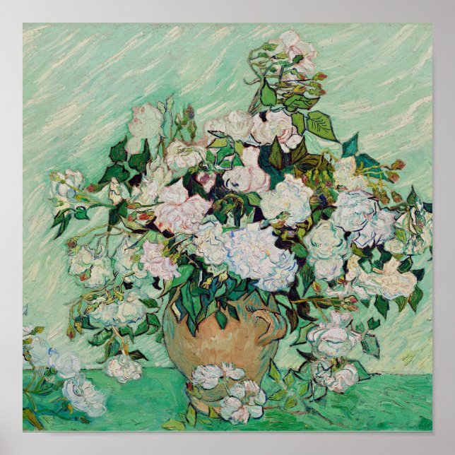 Poster Van Gogh - Rosas, pintura famosa, (Frente)
