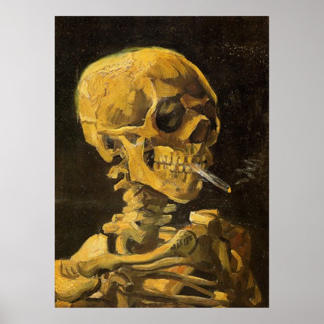 Poster Van Gogh Skull com Cigarro De Queima (Frente)