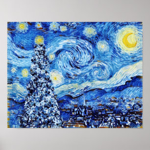 Poster Van Gogh Starry Night - Árvore Branca de Natal
