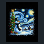 Poster Van Gogh Starry Night Christmas Snowman Noite Noit<br><div class="desc">Van Gogh Starry Night Christmas Snowman Snowman Night Xmas</div>
