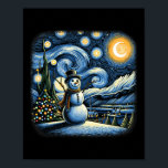 Poster Van Gogh Starry Night Christmas Snowman Winter Sno<br><div class="desc">Van Gogh Starry Night Christmas Snowman Winter Snownight Night</div>
