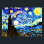 Poster Van Gogh Starry Night Fine Art<br><div class="desc">Starry Night,  o mais famoso quadro do mestre holandês do impressionista Poste Vincent van Gogh. Uma ciprestes solitária,  uma vila dormindo,  e um céu que brilha com estrelas. Poste-impressionismo,  pintura de arte.</div>