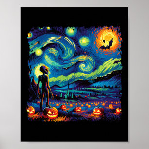 Poster Van Gogh Starry Night Man Halloween Fall Pum