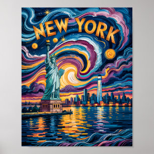 Poster Van Gogh Starry Night New York Liberty Viagem