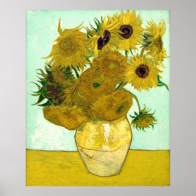 Poster Van Gogh Sunflower (F456) Vintage Fine Art (Frente)