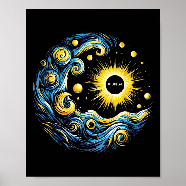 Poster Van Gogh Total Eclipse Solar 8 de abril de 2024 (Frente)