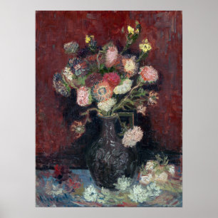 Poster van Gogh Vase com Astros Chineses e Gladioli