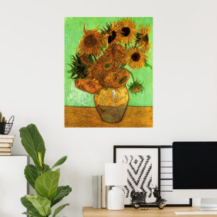 Poster Van Gogh Vase com Doze Girassóis