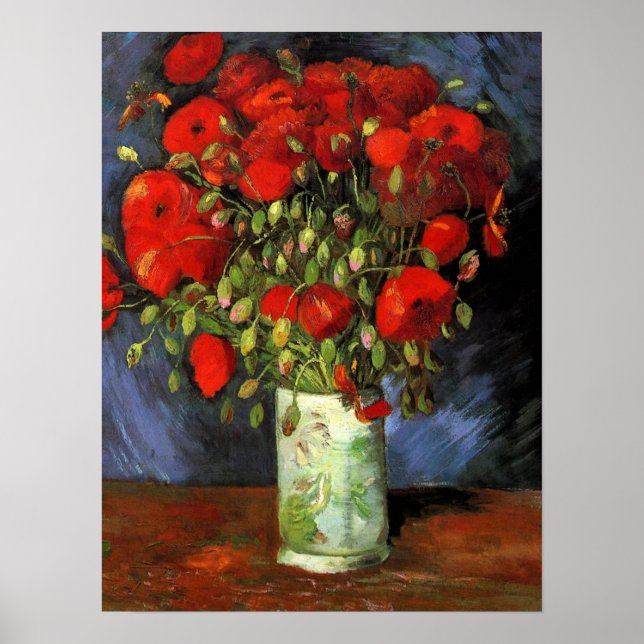 Poster Van Gogh - Vase com Papa Vermelho (Frente)