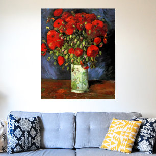 Poster Van Gogh Vase com Papa Vermelho, Vintage de Belas 