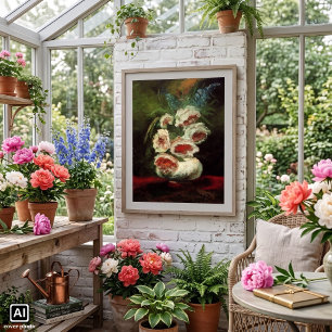 Póster Van Gogh Vase com Peonies, Vintage Fine Art