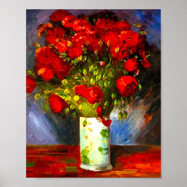 Poster Van Gogh Vase com Poppies (Frente)