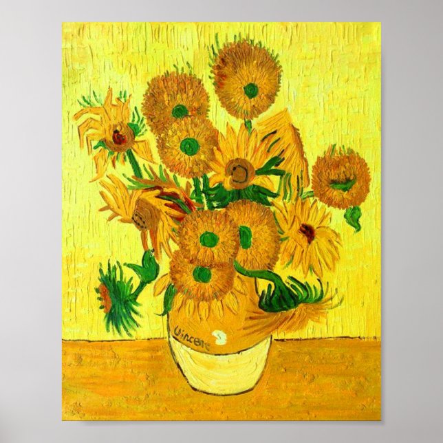 Poster Van Gogh Vase com Quinze Girassóis (Frente)