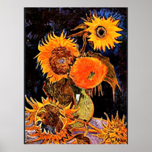 Poster Van Gogh - Vase com Seis Girassóis