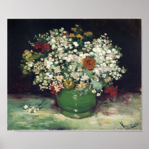 Póster Van Gogh - Vase com Zinnias e Outras Flores
