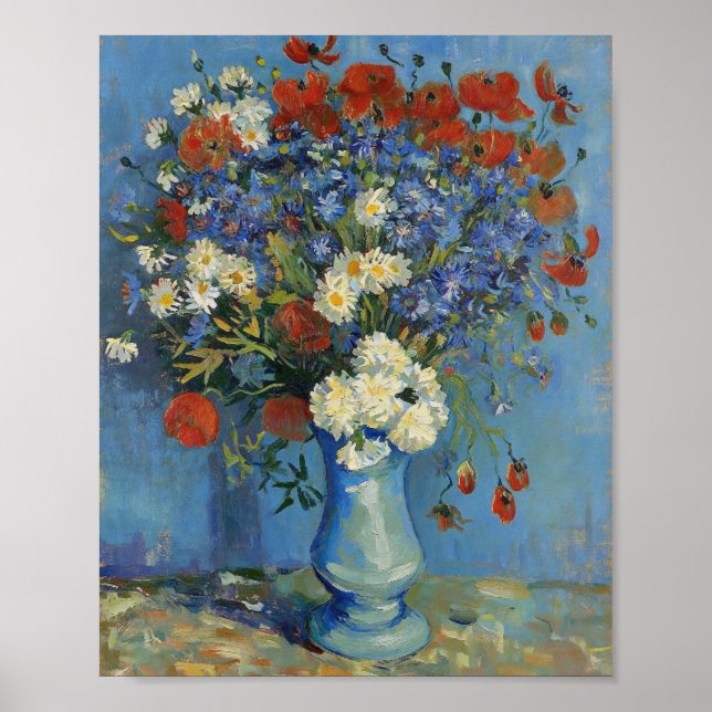 Poster Van Gogh Vase with Cornflowers and Poppies (Frente)