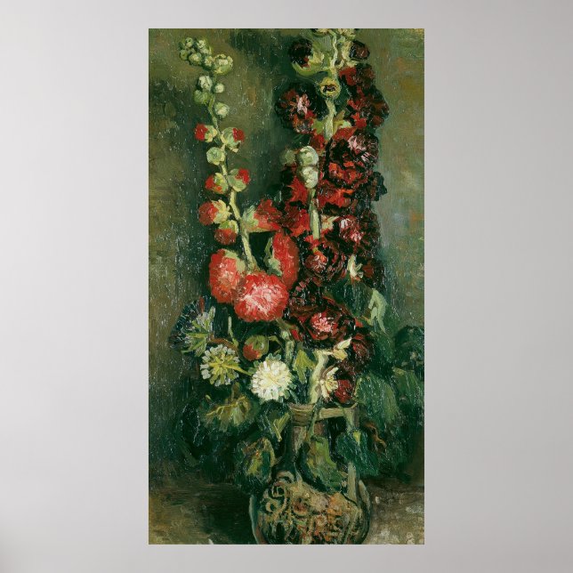Poster Van Gogh Vase with Hollyhocks (Frente)
