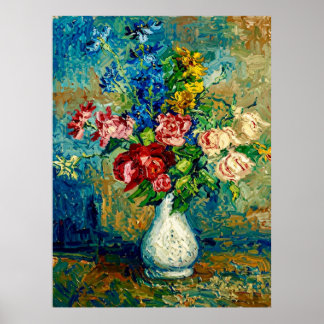 Poster Van Gogh Vase with Roses and Other Flowers