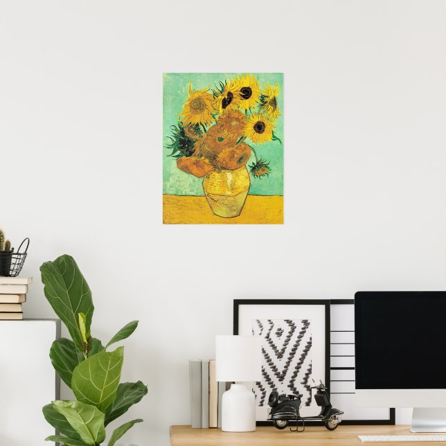Poster Van Gogh - Vaso com 12 Girassóis (Escritório em casa)