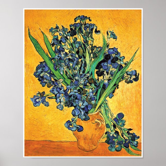 Poster Van Gogh - Vaso com Íris Fundo Amarelo (Frente)