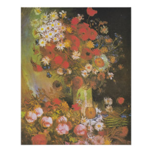 Póster Van Gogh Vintage Peonies e Chrysanthemums