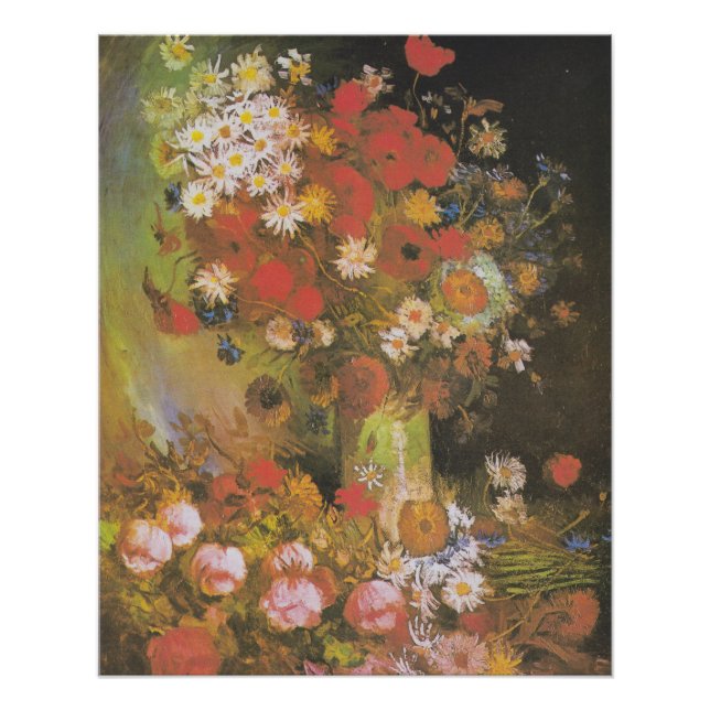 Póster Van Gogh Vintage Peonies e Chrysanthemums (Frente)