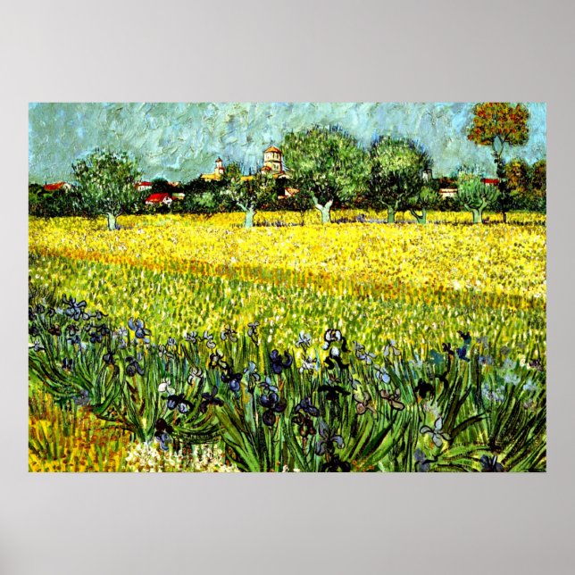 Poster Van Gogh - Vista de Arles com Irrises, 1888 (Frente)