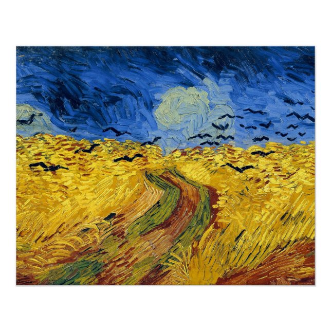 Póster Van Gogh Wheat Fields impressionista Painting (Frente)