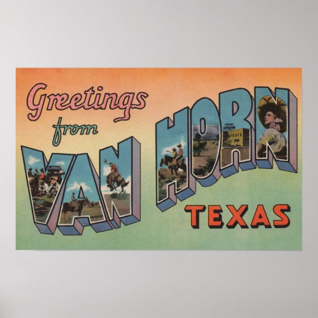 Póster Van Horn, Texas - Cenas com Letras Grandes (Frente)