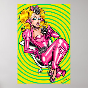 Poster Vana Va Voom™/Bonito em borracha rosa/vórtice