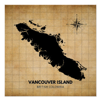Póster Vancouver Island Vintage Map Simple Poster