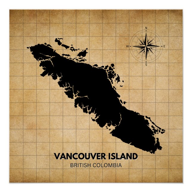 Póster Vancouver Island Vintage Map Simple Poster (Frente)