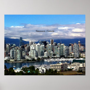 Poster Vancouver, linha do horizonte do Canadá