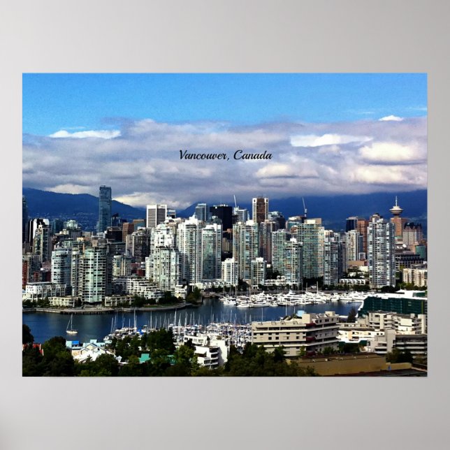 Poster Vancouver, linha do horizonte do Canadá (Frente)