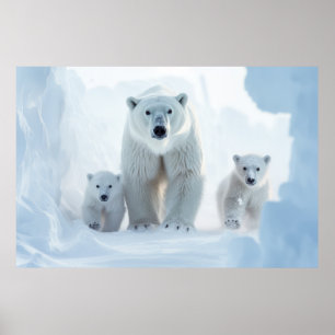 Poster Vantagem da família animal do urso polar
