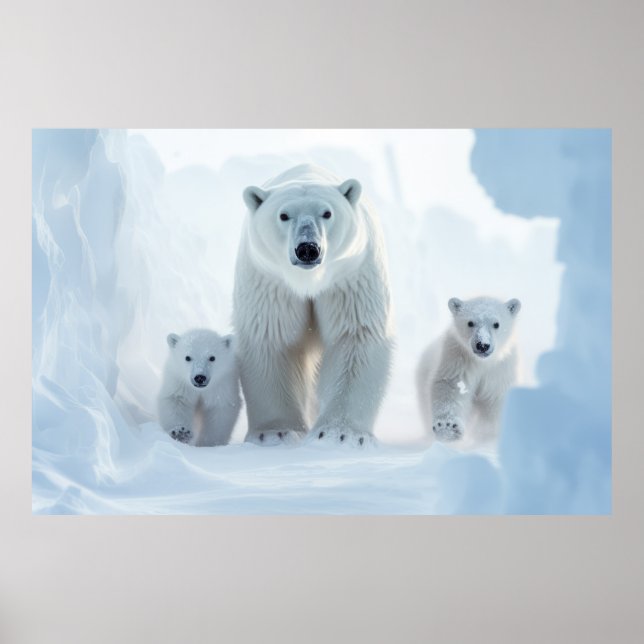 Poster Vantagem da família animal do urso polar (Frente)