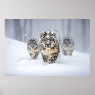 Poster Vantagem da Família Animal Leopardo da Neve