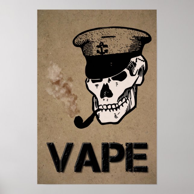 Poster Vape Skull Smoke Grunge (Frente)