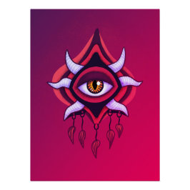 Póster Vaporware Demon Eye - Gótico colorido