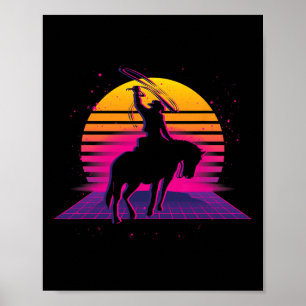 Poster Vaporwave Country Western Horseback Retro C