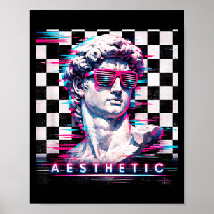 Poster Vaporwave david arte glitch estética retrowave ano