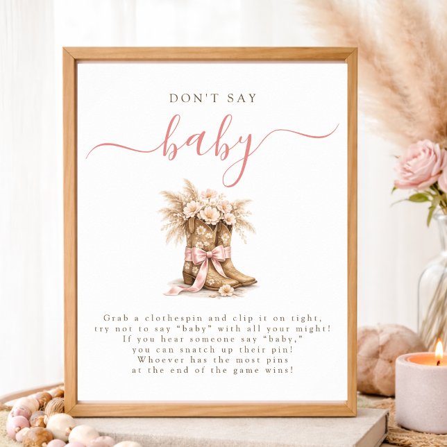 Poster Vaqueira Coquete Laço Chá de Bebê Não Diga Bebê (Criador carregado)