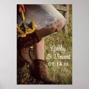 Póster Vaqueira e casamento do rancho do país dos