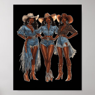 Poster Vaqueira Negra Afro-Americana Ocidental País Tex