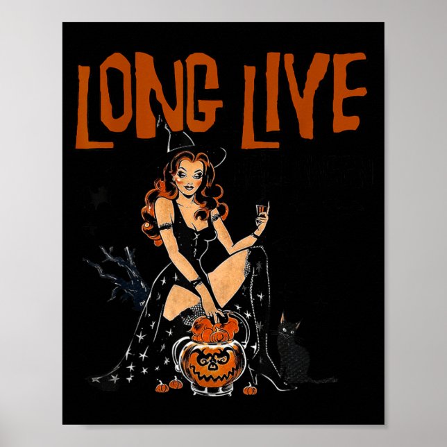 Poster Vaqueira Ocidental Halloween Retrô Halloween Bruxa (Frente)