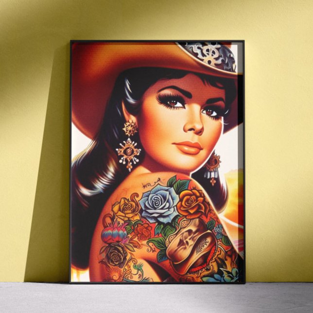 Poster Vaqueira Tatuada Vintage (Criador carregado)