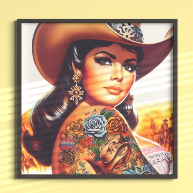 Poster Vaqueira Tatuada Vintage (Criador carregado)